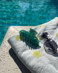 Jade Hair Claw on Towel