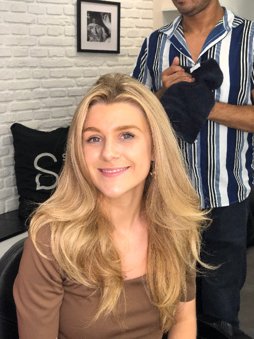 Blonde long hair sample size social